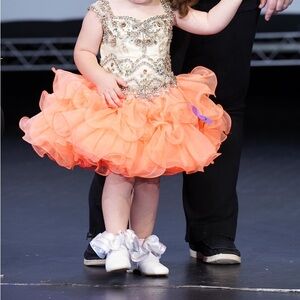 Charming Orange and Cream Formal Kids Dress